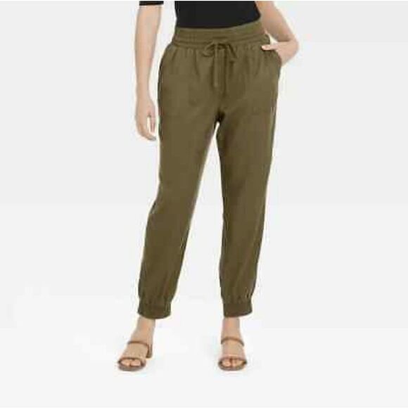 A New Day Olive Green Ankle Joggers, Size Medium - Picture 1 of 9